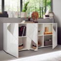 Moderne witte glanzende dressoir 181cm met 3 spiegeldeuren Vittoria WH S Korting