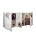 Moderne glanzend witte buffetkast met 3 deuren en spiegels, Vittoria WH S. Kortingen