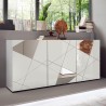 Moderne witte glanzende dressoir 181cm met 3 spiegeldeuren Vittoria WH S Aanbieding