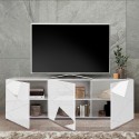 Lage witte glanzende TV-kast 3 deuren 181cm Brema WH Vittoria Kortingen