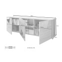 Lage witte glanzende TV-kast 3 deuren 181cm Brema WH Vittoria Catalogus
