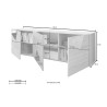 Lage witte glanzende TV-kast 3 deuren 181cm Brema WH Vittoria Catalogus