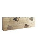 Modern eikenhouten dressoir Vittoria RS L met 4 spiegeldeuren, 241 cm Aanbod