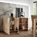 Moderne woonkamer dressoir met 3 deuren in eikenhout en spiegels Vittoria RS S Voorraad