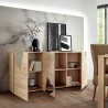 Moderne woonkamer dressoir met 3 deuren in eikenhout en spiegels Vittoria RS S Voorraad