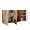 Moderne woonkamer dressoir met 3 deuren in eikenhout en spiegels Vittoria RS S Korting