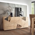 Moderne woonkamer dressoir met 3 deuren in eikenhout en spiegels Vittoria RS S Keuze