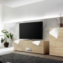 Mobiele tv-basiskast met 3 eiken deuren en geometrisch ontwerp Brema RS Vittoria Korting