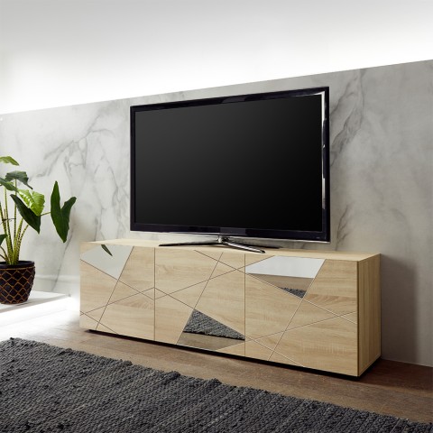 TV-meubel met 3 deuren in geometrisch design eikenhout Brema RS Vittoria Aanbieding