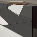 Moderne buffetkast 4 deuren hoogglans grijs met spiegels Vittoria GR L Kortingen