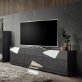 Moderne grijze glanzende TV-meubel met 3 deuren Brema GR Vittoria Aanbieding