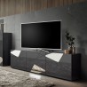 Moderne grijze glanzende TV-meubel met 3 deuren Brema GR Vittoria Aanbieding