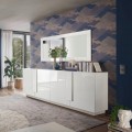 Witte glanzende dressoir Jupiter WH L2 met 4 deuren, 241 cm Aanbieding