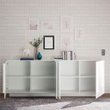 Witte glanzende dressoir Jupiter WH L2 met 4 deuren, 241 cm Catalogus