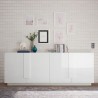 Witte glanzende dressoir Jupiter WH L2 met 4 deuren, 241 cm Kortingen
