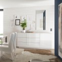 Witte glanzende woonkamer dressoir met 3 lades Jupiter WH M1 Voorraad
