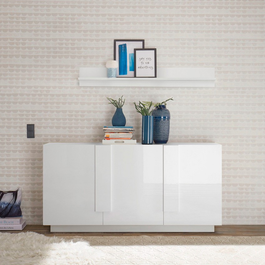 Moderne dressoir 3 deuren hoogglans wit 182cm WH M2 Aanbieding Moderne dressoir 3 deuren hoogglans wit 182cm WH M2 Aanbieding