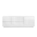 Witte glanzende tv-meubel design met 1 deur en 2 lades Jupiter WH T1 Aanbod