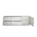 Witte glanzende tv-meubel design met 1 deur en 2 lades Jupiter WH T1 Korting