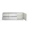Witte glanzende tv-meubel design met 1 deur en 2 lades Jupiter WH T1 Korting