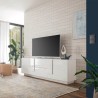 Witte glanzende tv-meubel design met 1 deur en 2 lades Jupiter WH T1 Kortingen