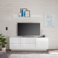 Witte glanzende tv-meubel design met 1 deur en 2 lades Jupiter WH T1 Aanbieding