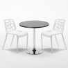 Ronde salontafel zwart 70x70 cm en 2 gekleurde stoelen Gelateria Cosmopolitan Afmetingen