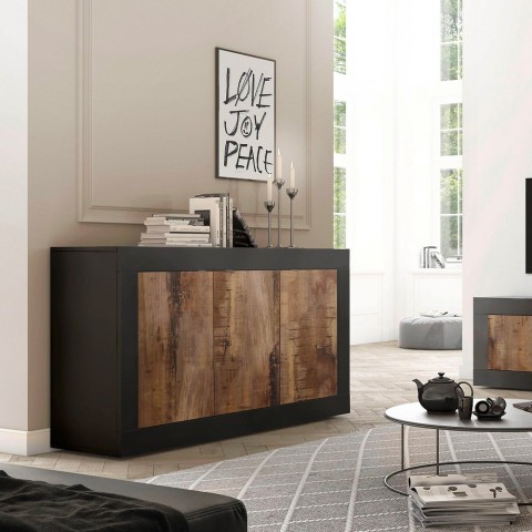 Industriële keukenkast woonkamer 3 deuren hout 160cm Modis NP Basic Aanbieding