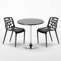 Ronde salontafel zwart 70x70 cm en 2 gekleurde stoelen Gelateria Cosmopolitan Kosten