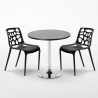 Ronde salontafel zwart 70x70 cm en 2 gekleurde stoelen Gelateria Cosmopolitan Kosten