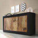 Industriële keukenkast woonkamer 3 deuren hout 160cm Modis NP Basic Kortingen