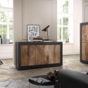 Industriële keukenkast woonkamer 3 deuren hout 160cm Modis NP Basic Korting