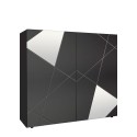 Moderne grijs hoogglans dressoir 2 deuren met spiegels Vittoria Glam GR Aanbod