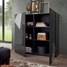 Moderne grijs hoogglans dressoir 2 deuren met spiegels Vittoria Glam GR Voorraad