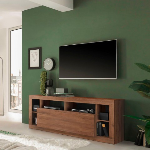 Mobiele TV-kast van 172 cm in moderne houten uitvoering met klepdeurontwerp Misia MR Aanbieding