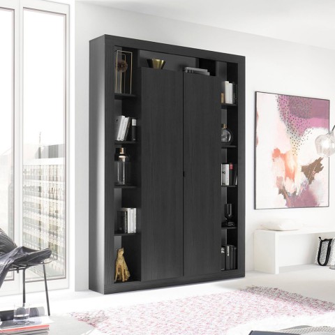 Moderne zwarte houten kolom boekenkast met 2 deuren Albus NR. Aanbieding