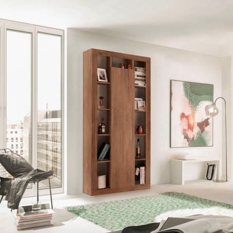 Moderne Boekenkast met een kolom in hout en een Jote MR deur, 217cm hoog voor de woonkamer. Aanbieding