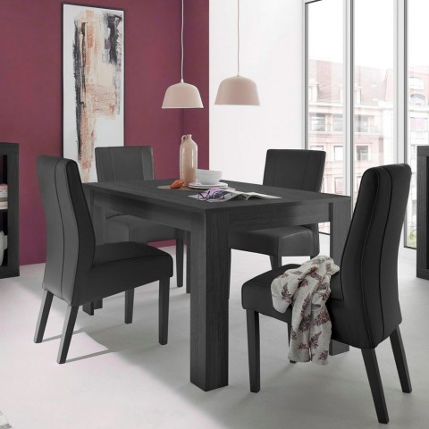 Uitschuifbare eettafel zwart 90x137-185cm hout Avant Rimini Aanbieding