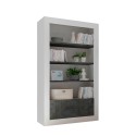 Boekenkast op wielen woonkamer 3 planken 2 deuren glanzend wit zwart Wally BX Aanbod
