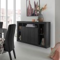 Zwarte houten dressoir 134 cm met modern design, 2 deuren Lema NR Aanbieding