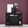 Zwarte houten dressoir 134 cm met modern design, 2 deuren Lema NR Korting