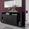 Moderne zwarte houten dressoir buffetkast met 3 deuren 172cm Vivian NR Aanbieding