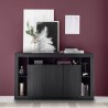 Moderne zwarte houten dressoir buffetkast met 3 deuren 172cm Vivian NR Korting