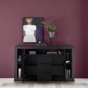 Zwarte houten dressoir met 2 deuren en 3 laden, modern design Astante NR Kortingen