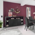 Zwarte houten dressoir met 2 deuren en 3 laden, modern design Astante NR Aanbieding