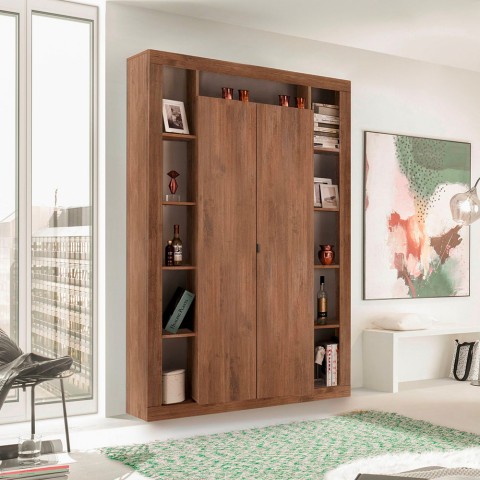 Boekenkast kolom moderne design in hout met 2 deuren Albus MR. Aanbieding