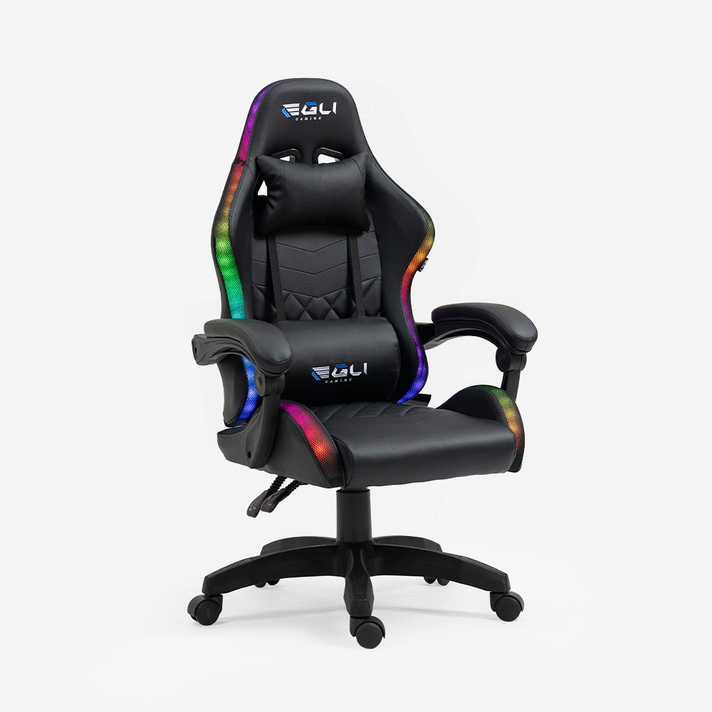 Ergonomische gamestoel The Horde junior met LED RGB en 2 kussens