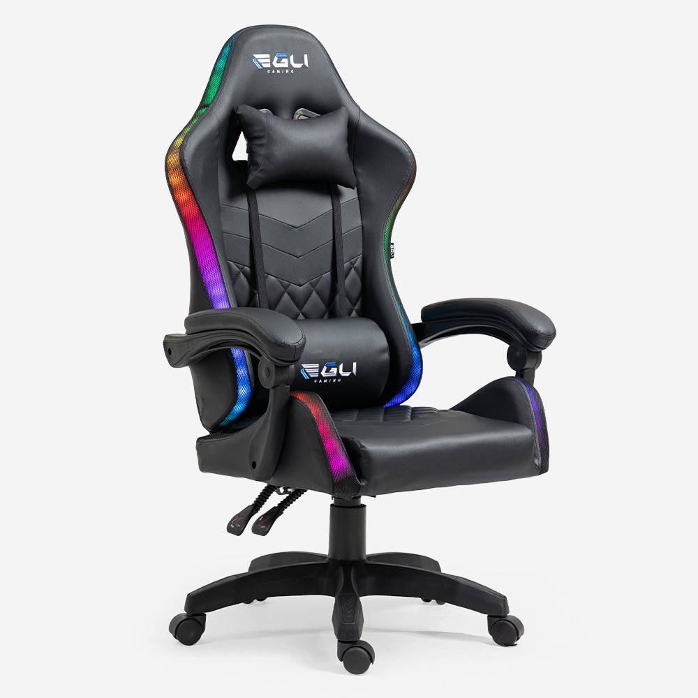 Ergonomische lederen gaming bureaustoel The Horde XL met LED RGB