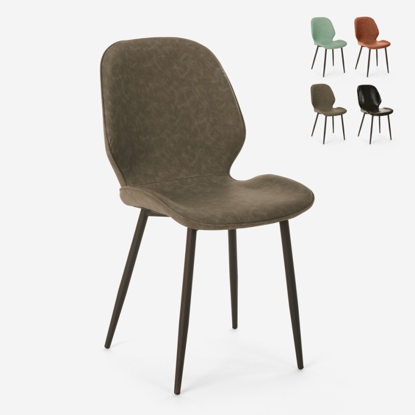 Moderne design stoel met metalen poten en kunstleren zitting Lyna Catalogus