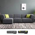 Moderne modulaire stoffen 3-zitsbank met poef Jantra Aanbieding